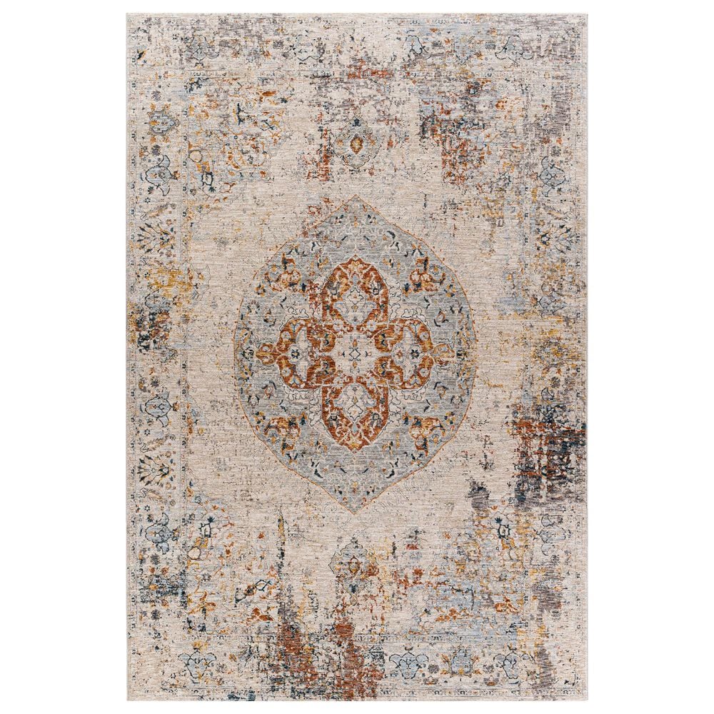 Surya Laila 6"7" x 9"6" Orange, Teal, Sage, Saffron, Gray and Cream Area Rug, , large