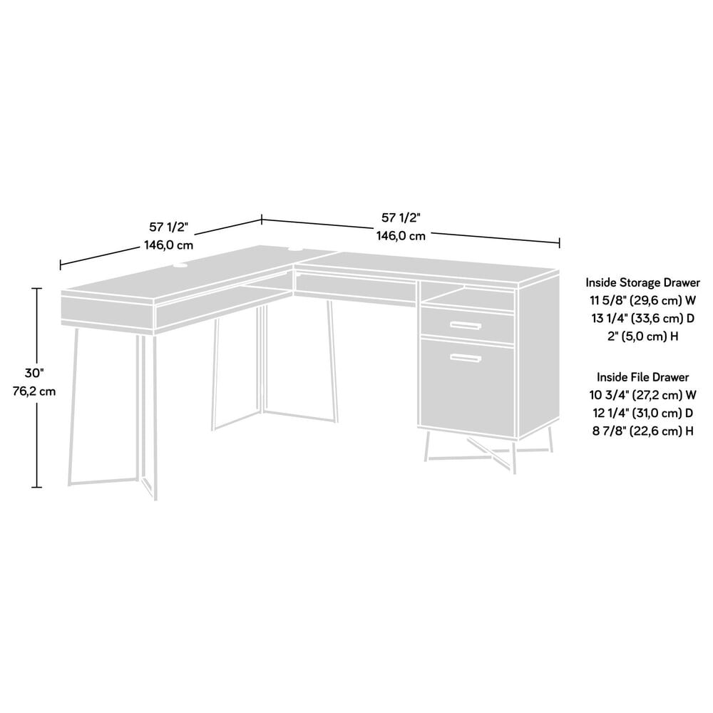 Hearth and Haven 2-Drawer L-Shaped Desk in Dark Walnut, , large