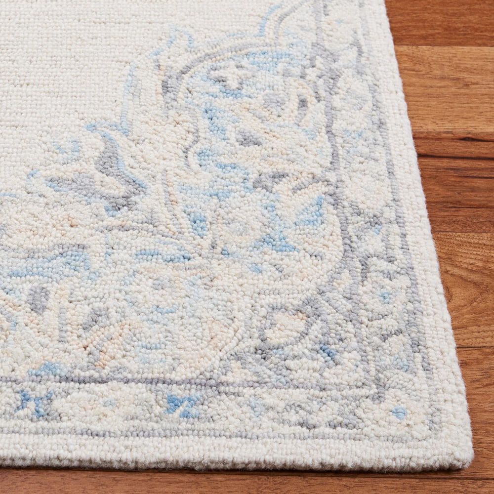 Safavieh Micro-Loop MLP516A 2&#39;3&quot; x 9&#39; Ivory and Blue Runner, , large