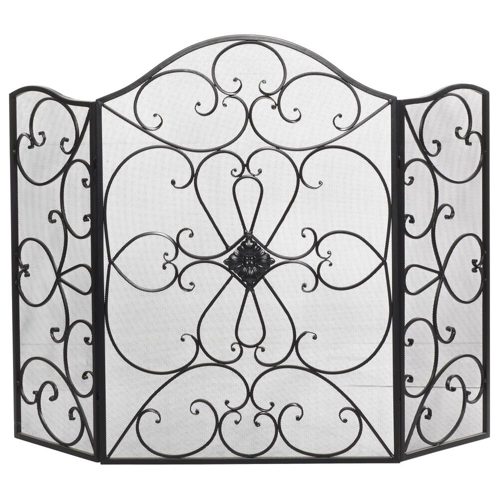 Maple and Jade 49&quot; x 36&quot; Fireplace Screen in Black, , large