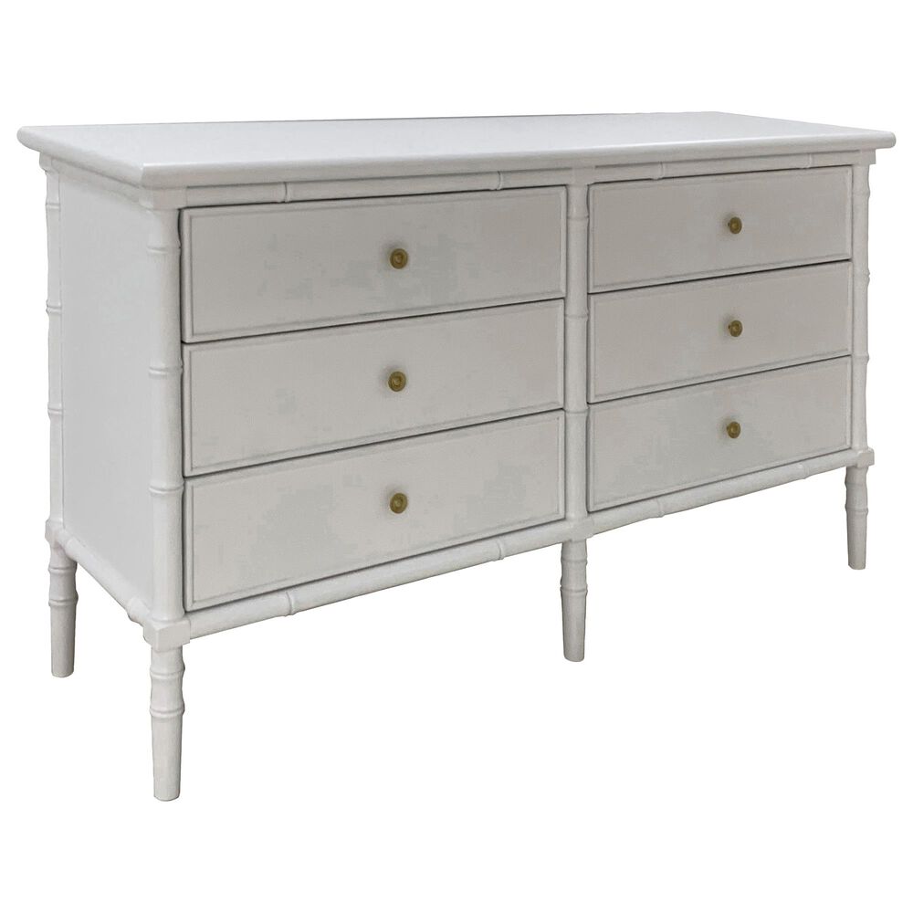 Safavieh Mina 6 Drawer Dresser in White/Gold, , large