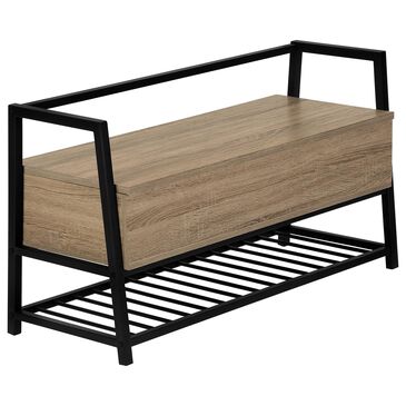 Monarch Specialties 42" Storage Bench in Dark Taupe and Black, , large