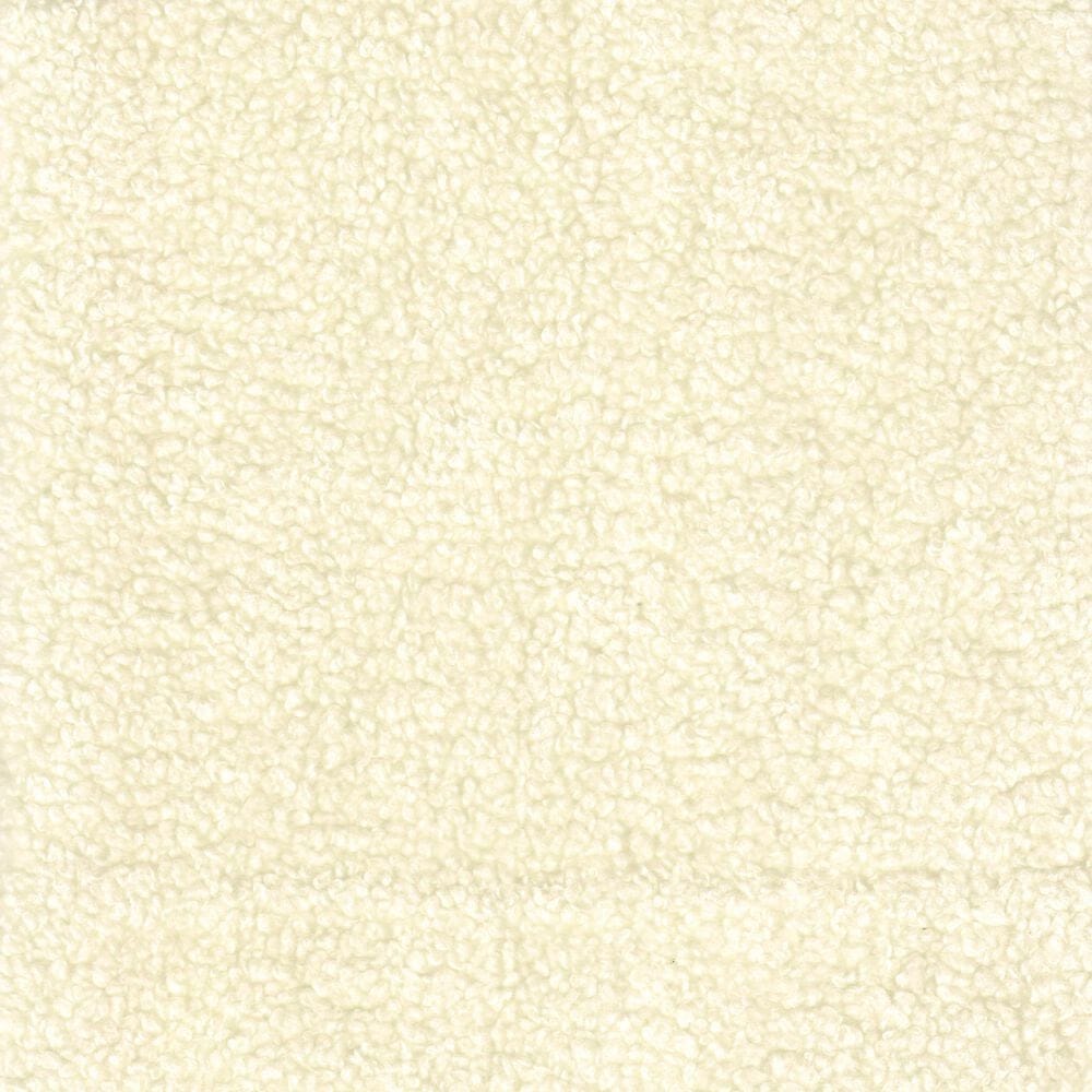 Kinfine Round Faux Sheepskin Ottoman with Matte Black Leg in Cream, , large