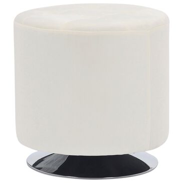 Lumisource Mason 17" Round Swivel Ottoman in Cream, , large