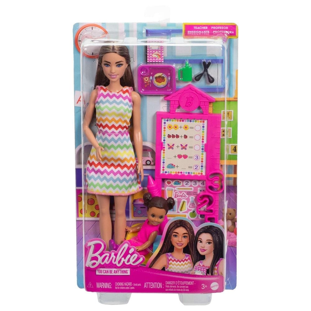 Barbie Teacher Doll with Brunette Hair and Teaching Accessories in Multicolor, , large