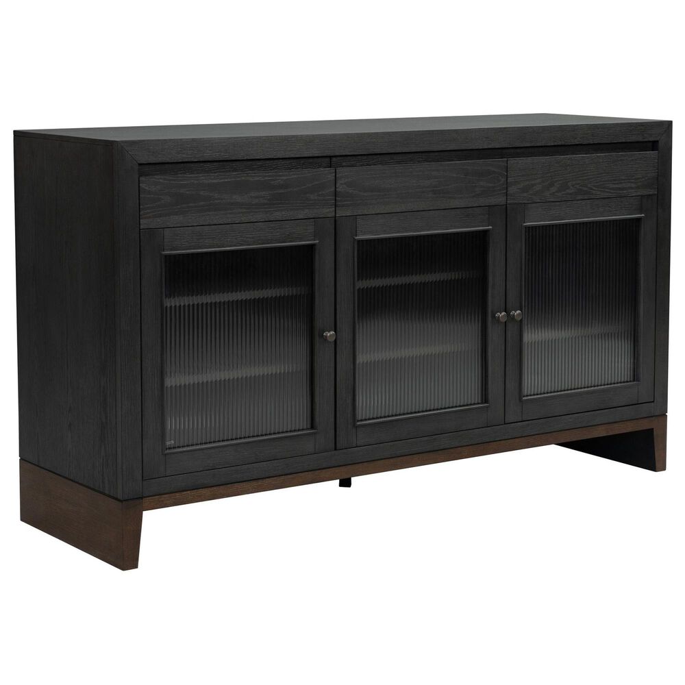 Flexsteel Waterfall 3-Drawer Buffet in Deep Ebony and Dark Brown, , large