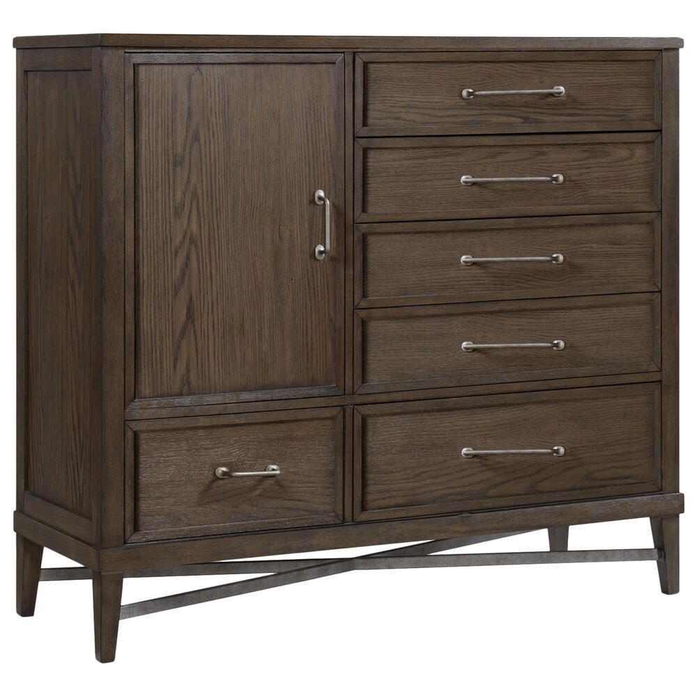 Hawthorne Furniture Preston 6 Drawer Gentlemen"s Chest in Weathered Vintage Oak, , large