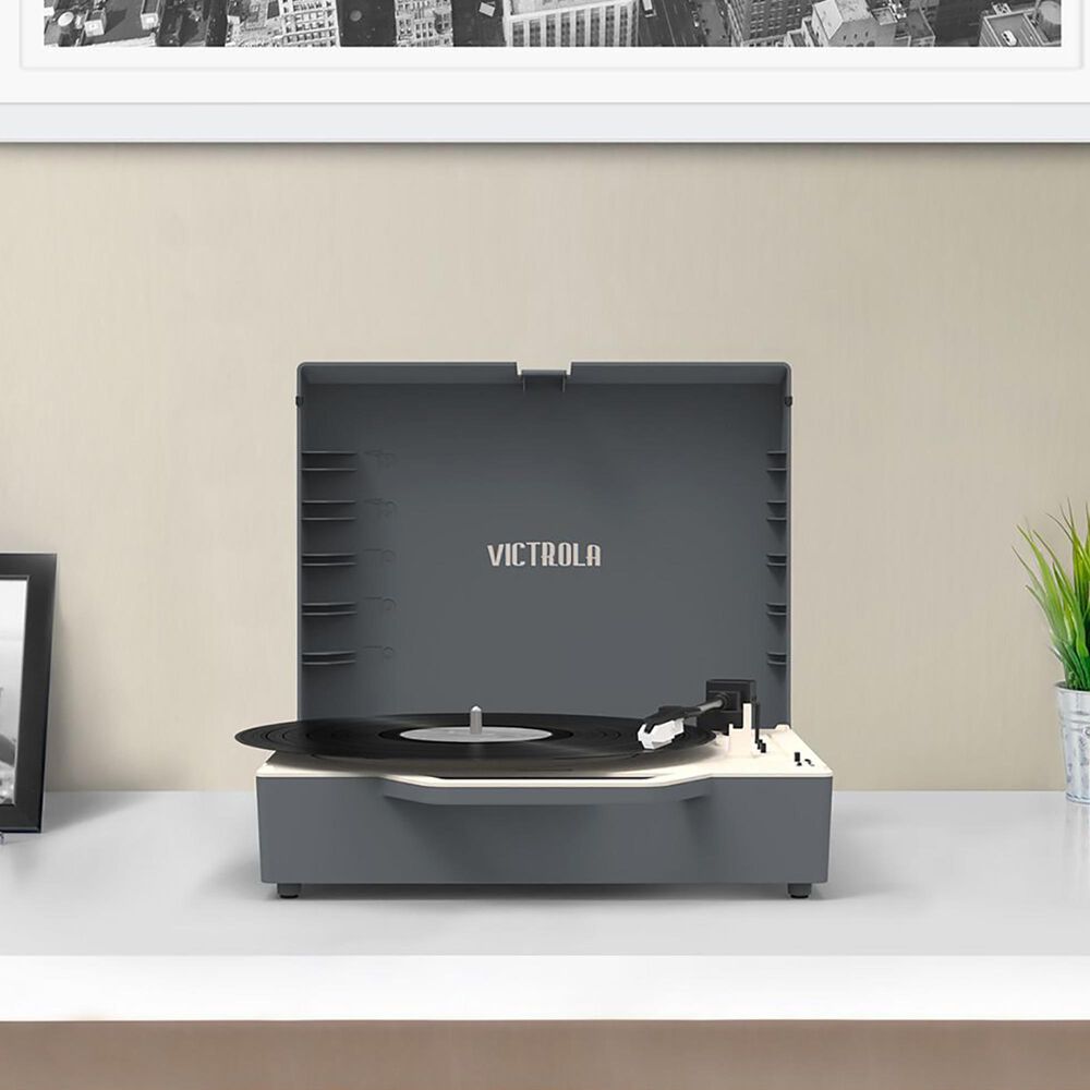 Victrola Re-Spin Sustainable Bluetooth Suitcase Record Player in Graphite Grey, , large