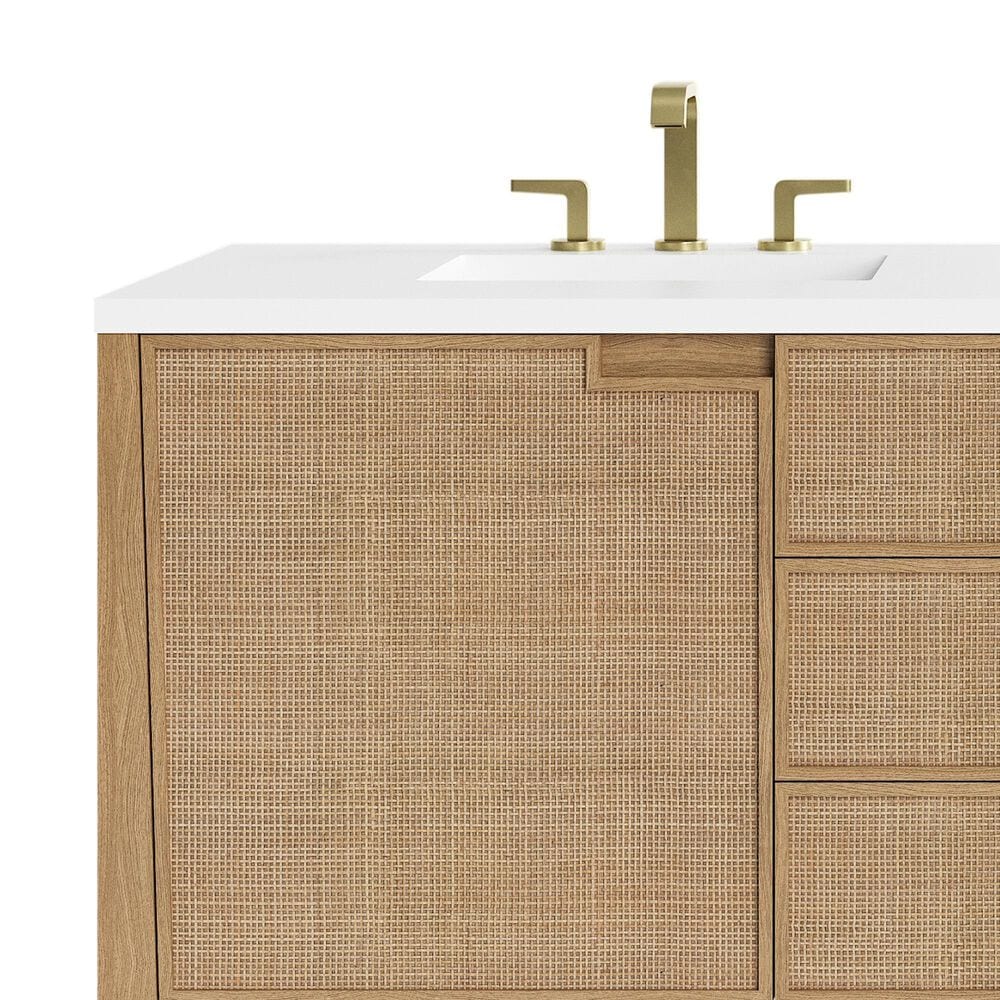 James Martin Vanities Solene 72&quot; Double Bathroom Vanity in Seaside Oak with 3 cm White Zeus Quartz Top and Rectangular Sinks, , large