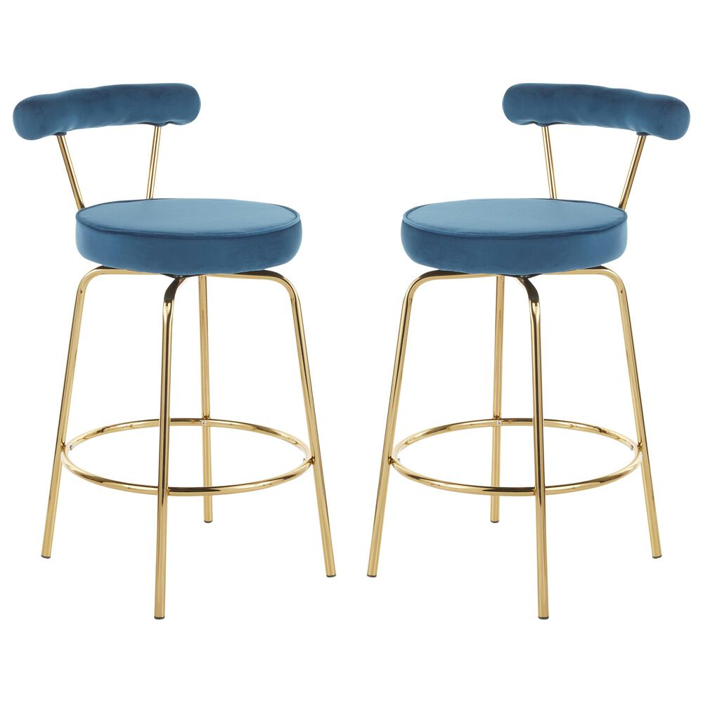 Lumisource Rhonda Counter Stool in Blue/Gold (Set of 2), , large
