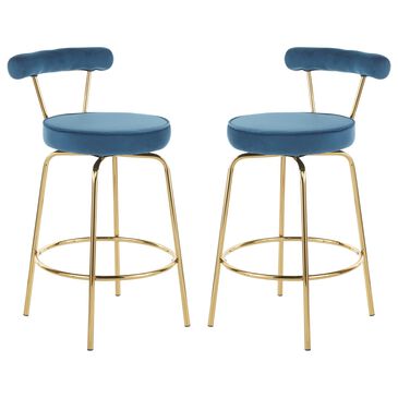 Lumisource Rhonda Counter Stool in Blue/Gold (Set of 2), , large