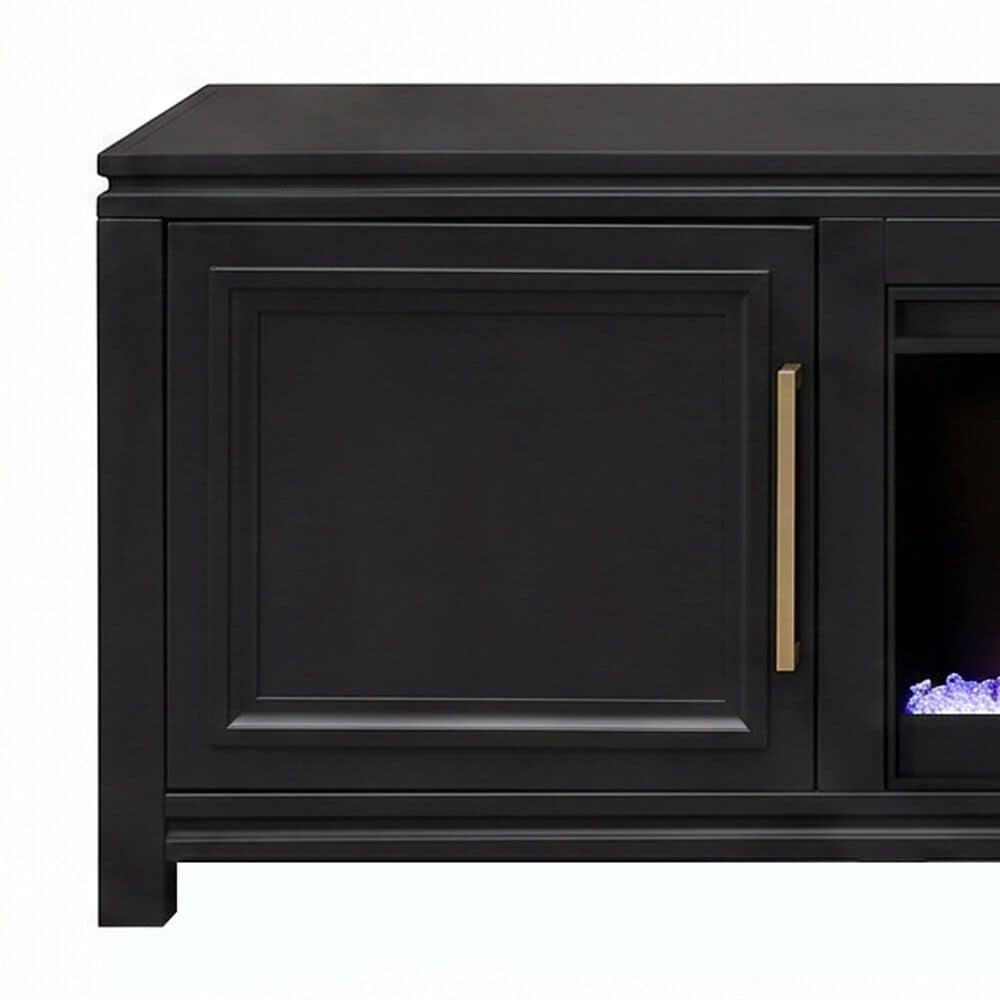 Legends Home The Cove 95" Fireplace Console with Fireplace Insert in Seal Skin Black, , large