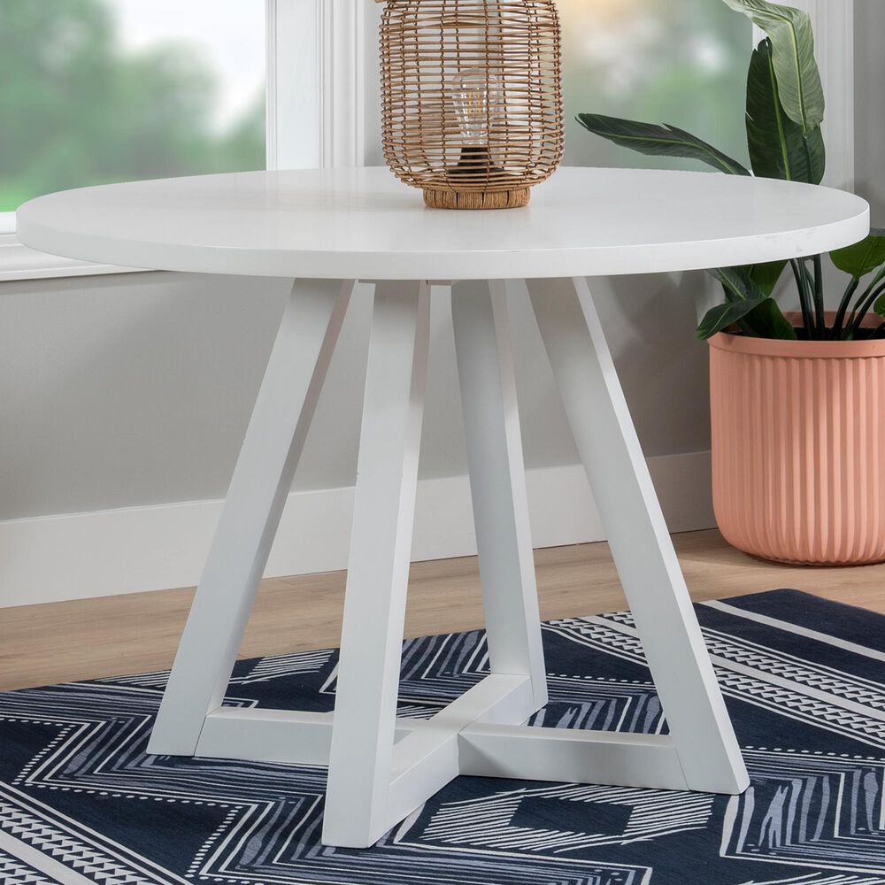 Linon Home Decor Mayfair Round Dining Table in White - Table Only, , large