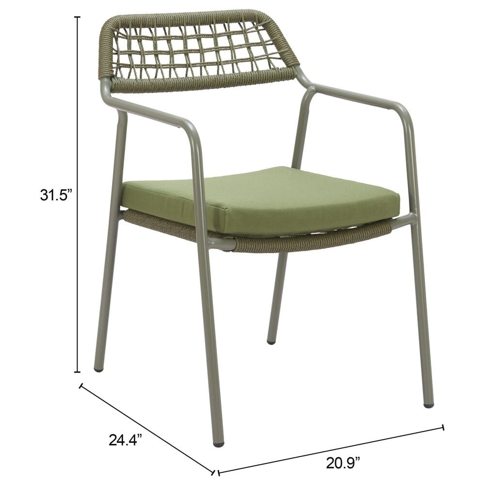 Zuo Modern Rio Outdoor Dining Chair in Green (Set of 2), , large