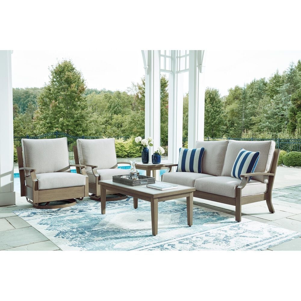 Ashley Rainier Ranch Swivel Glider Chair in Brown, , large