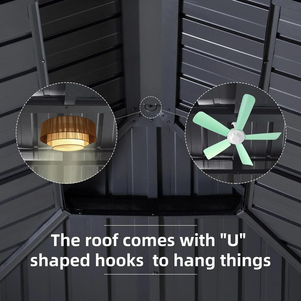 HOMLUX 12-ft x 10-ft Permanent Hardtop Gazebo Gray Gazebo with Hardtop Roof (Screen Included), , large