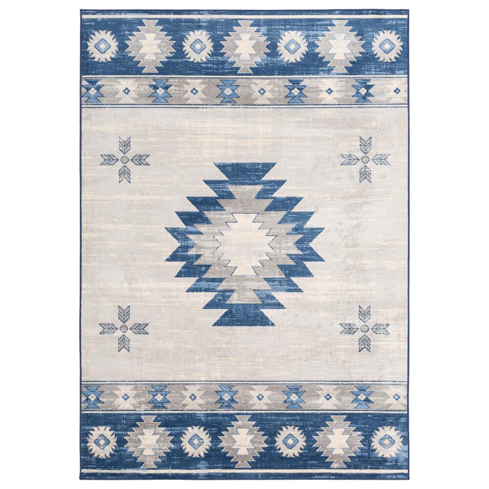 Surya Monaco MOC-2321 5'3' x 7'3" Navy, Silver Gray and Cream Area Rug, , large