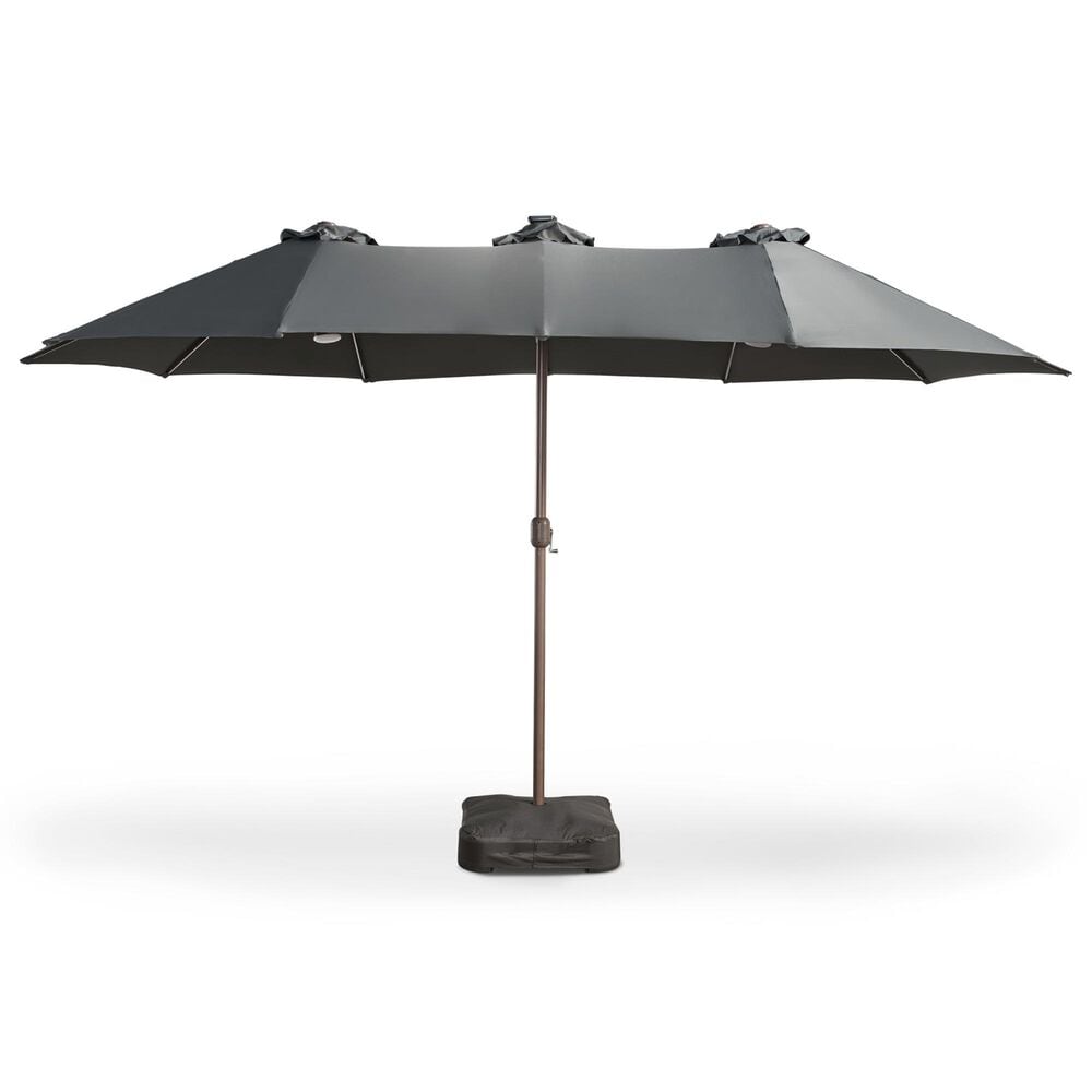 HOMLUX 15" Outdoor Market Umbrella with RGB Lights and Sandbags Base in Dark Grey, , large