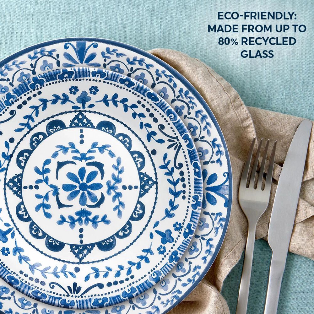 Corelle Portofino 16-Piece Dinnerware Set in White and Blue, , large