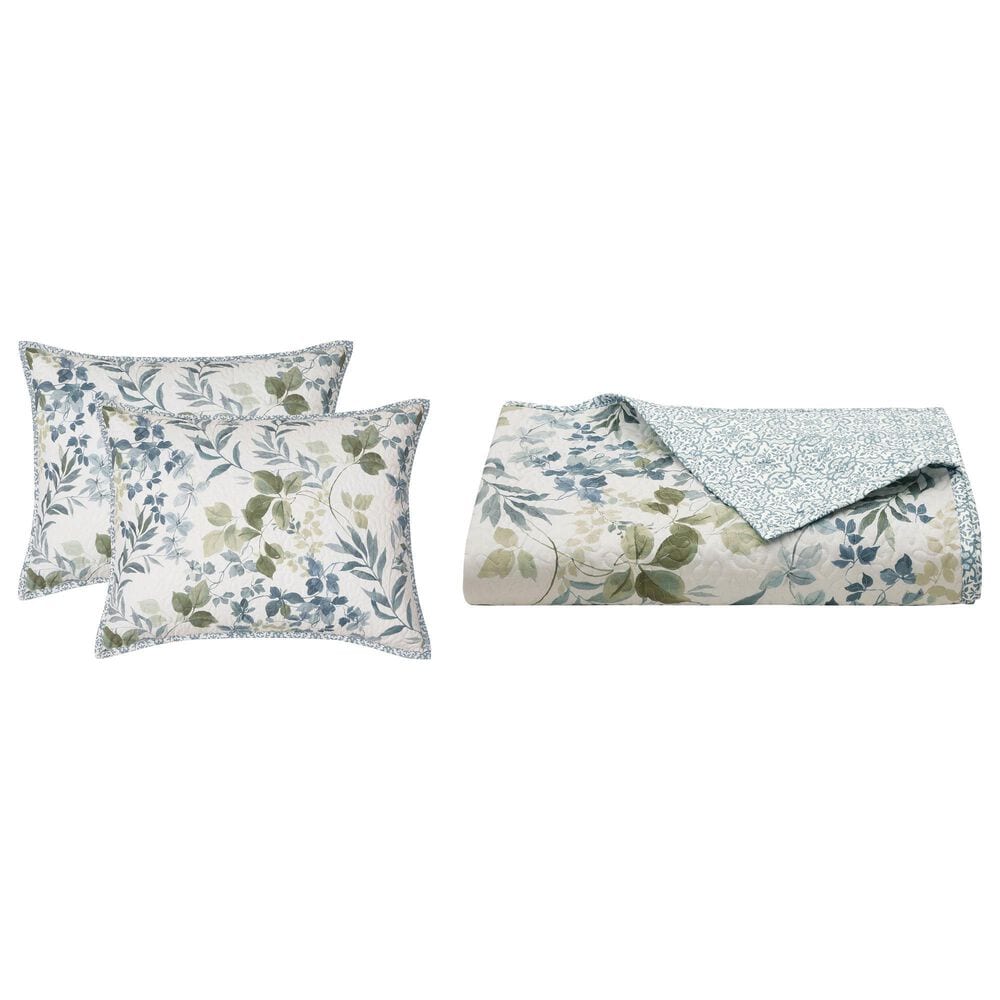 Royal Court Evergreen 3-Piece Full/Queen Quilt Set in Blue, , large