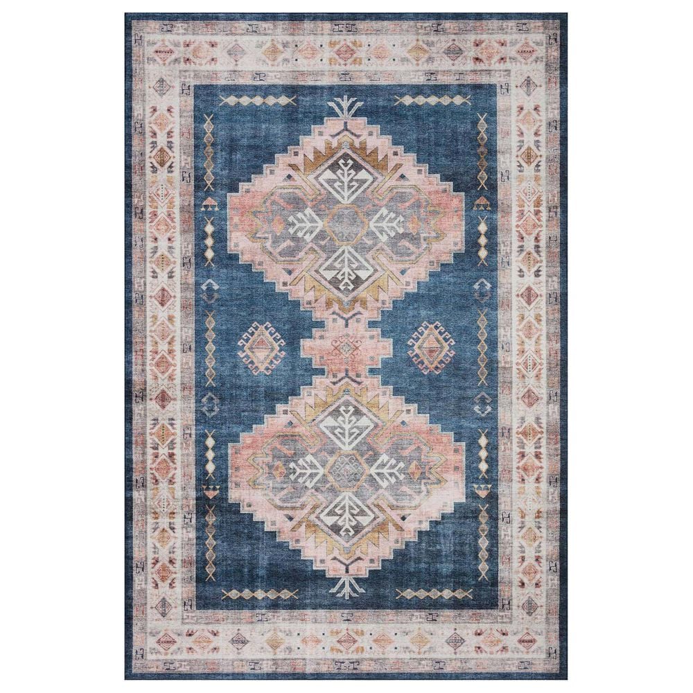 Loloi II Heidi 2"3" x 3"9" Denim and Blush Area Rug, , large