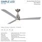 Minka-Aire Simple 52" Indoor/Outdoor Ceiling Fan with LED Light in Brushed Nickel Wet, , large