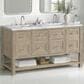James Martin Vanities Breckenridge 60" Double Bathroom Vanity in Whitewashed Oak with 3 cm Carrara White Marble Top and Rectangular Sinks, , large