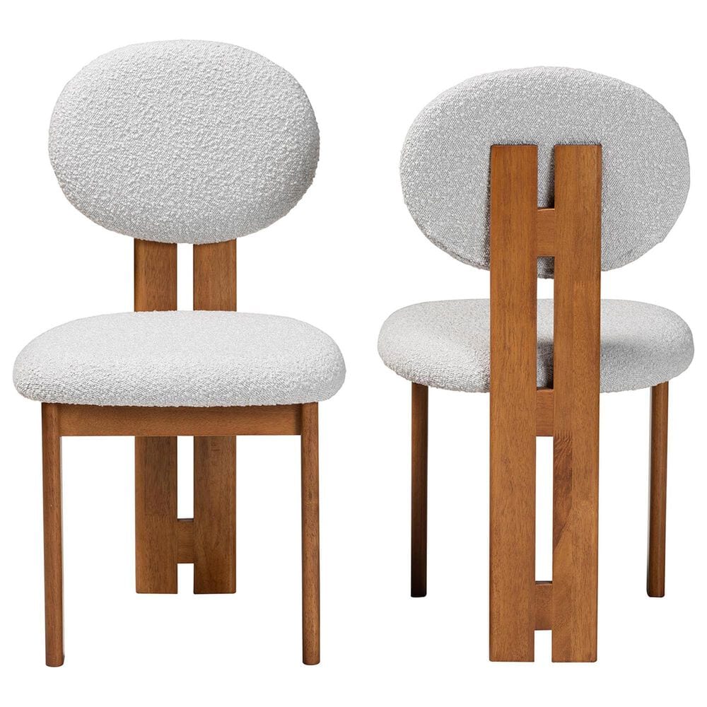 Baxton Studio Kacela Side Chair with Light Grey Cushion in Walnut Brown (Set of 2), , large
