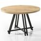 HOMLUX 47"W Round Oak Finish Dining Table with Metal Cross Base in Oak, , large