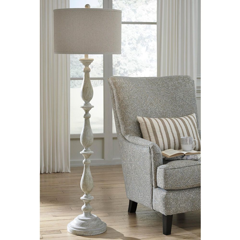 Signature Design by Ashley Bernadate Poly Floor Lamp in Whitewash, , large