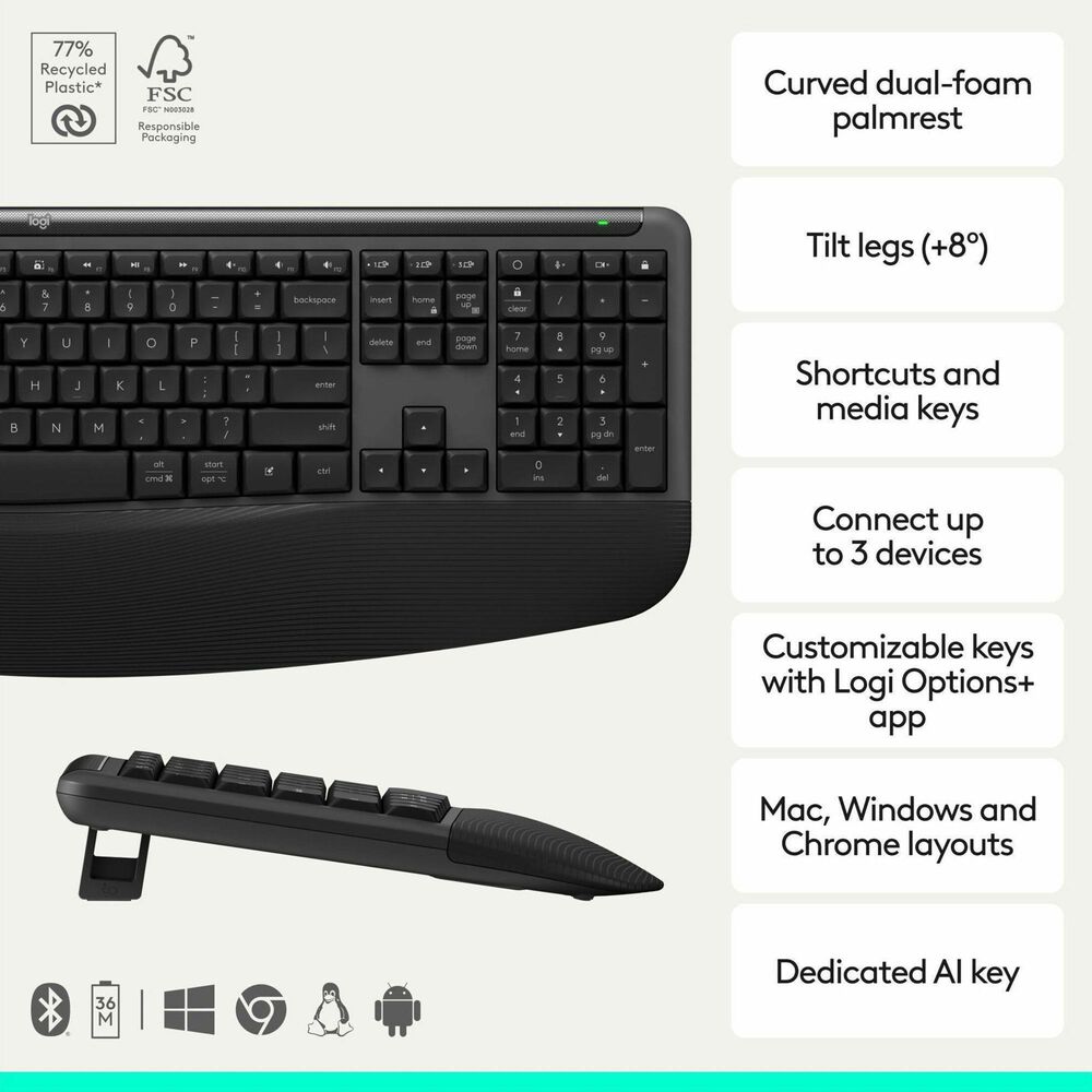 Logitech Signature Comfort Plus Keyboard and Mouse Combo in Black, , large