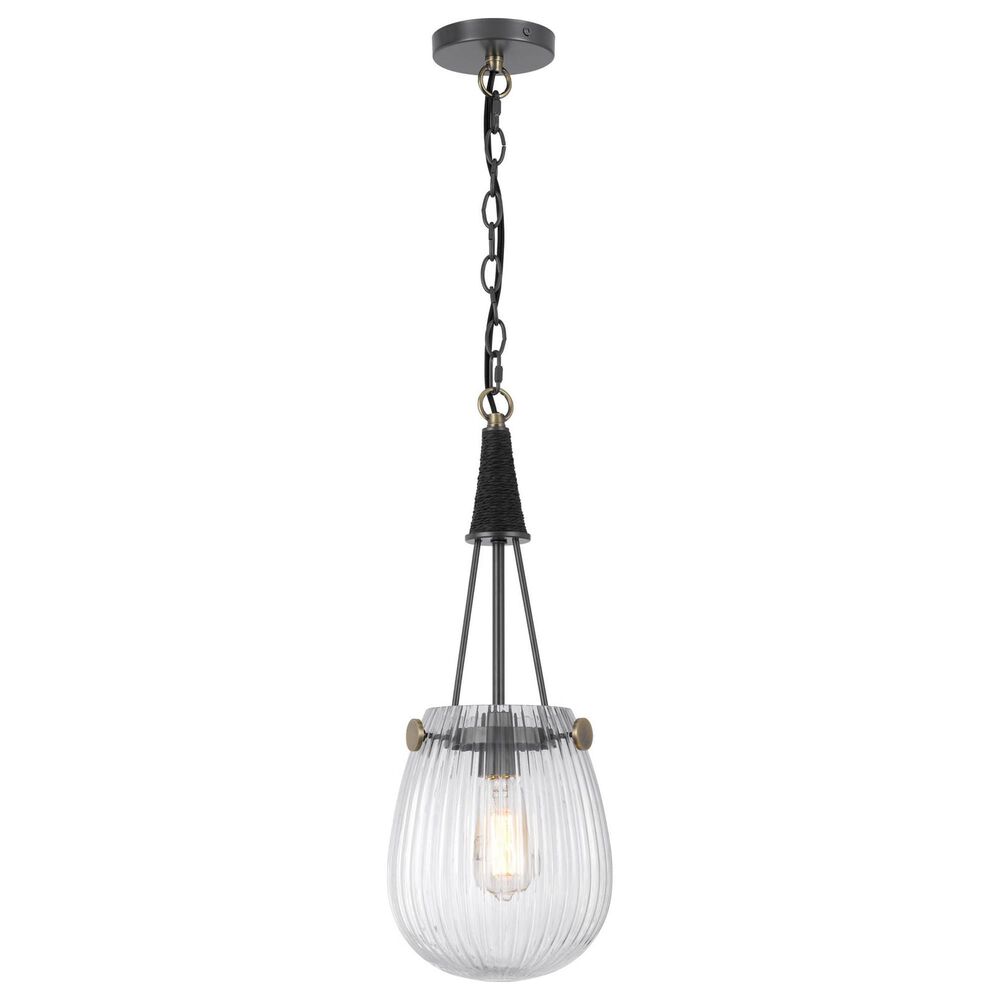 Cal Lighting Cordoba 1-Light Pendant Light in Grey and Antique Brass, , large