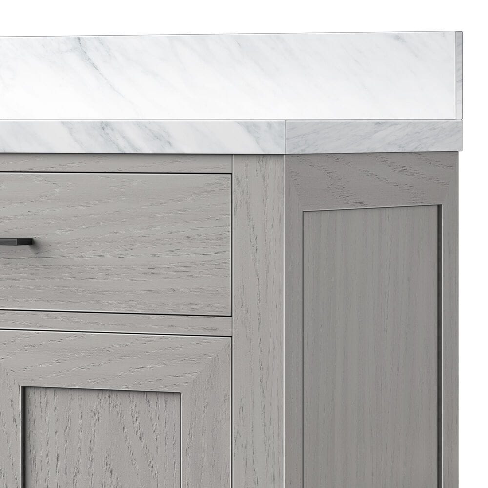 Lexora Home Abbey 30&quot; Single Bathroom Vanity in White Oak with 2 cm White Carrara Marble Top, Rectangular Sink and 28&quot; Mirror, , large