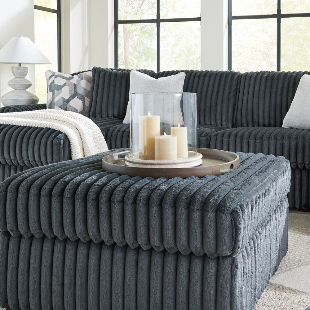 Ashley Midnight-Madness Oversized Ottoman in Gunmetal, , large