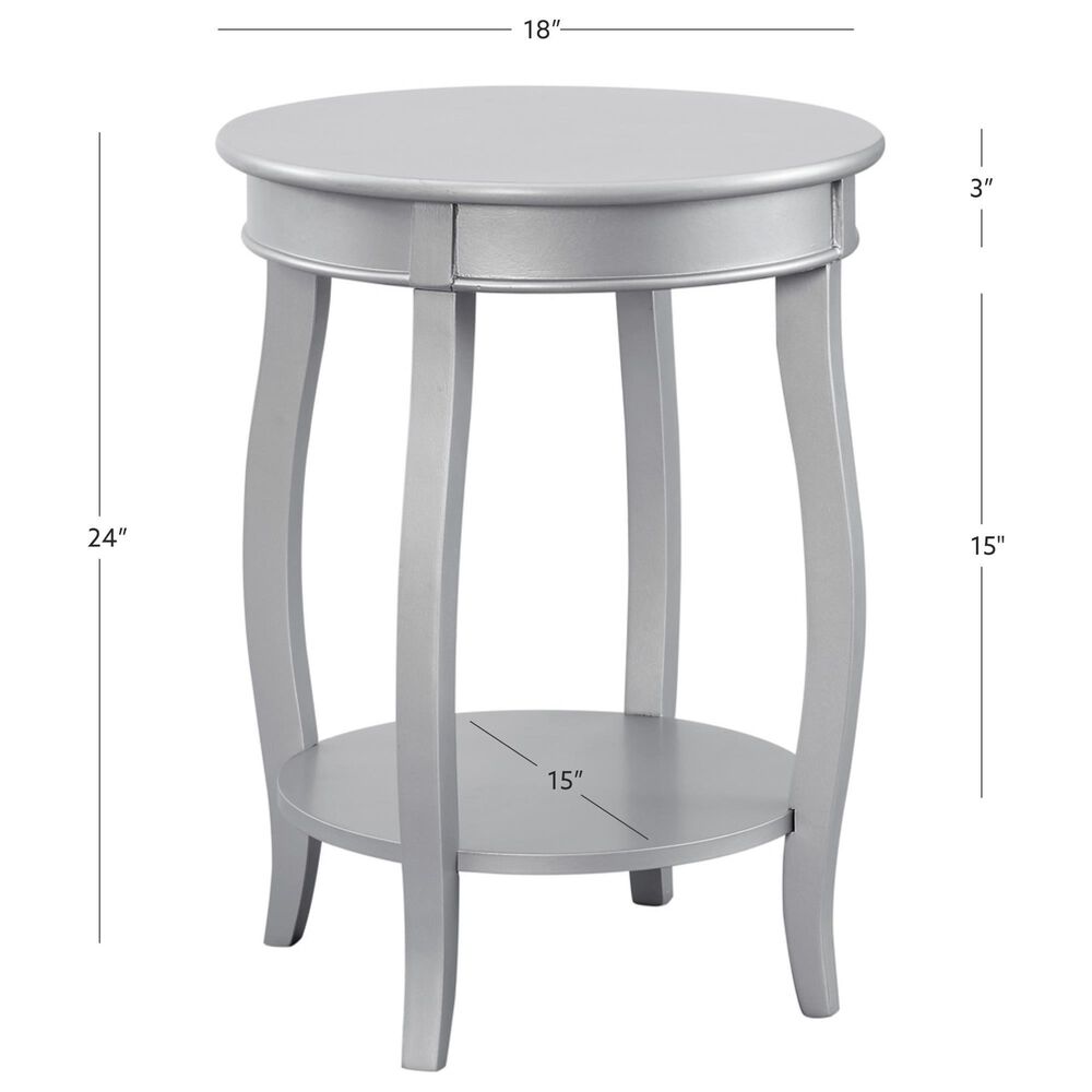 Linon Home Decor Rainbow Round Side Table in Silver, , large
