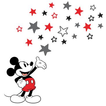 Lambs and Ivy Disney Baby Magical Mickey Mouse Wall Decal in Black, Red, Gray and White, , large