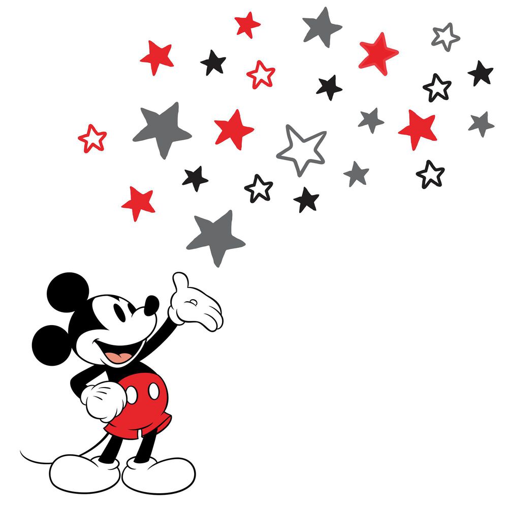 Lambs and Ivy Disney Baby Magical Mickey Mouse Wall Decal in Black, Red, Gray and White, , large