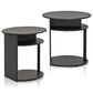 HOMLUX Jaya Simple Design Oval End Table in Walnut and Black (Set of 2), , large