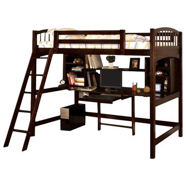 Furniture of America Ingram Twin Loft Bed and Workstation in Espresso, , large