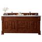 James Martin Vanities Brookfield 72" Double Bathroom Vanity in Warm Cherry with 3 cm Carrara White Marble Top and Rectangle Sink, , large