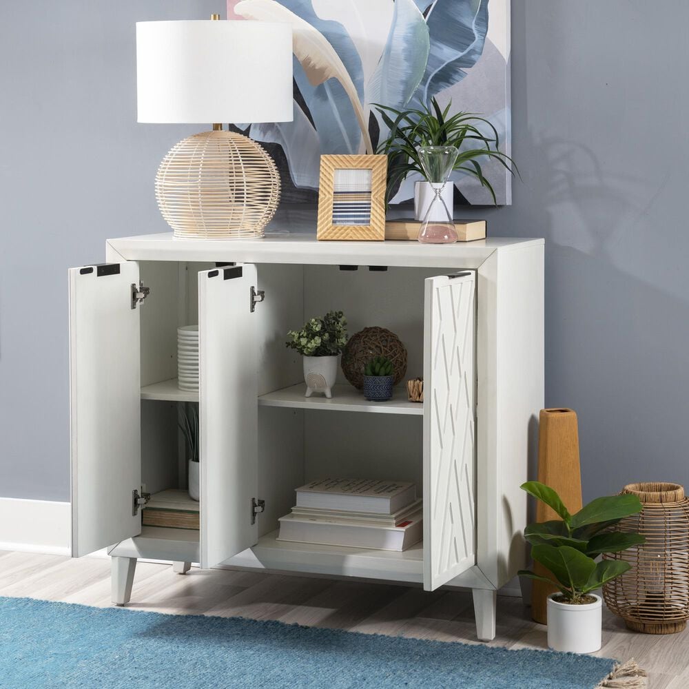 Linon Home Decor Miles 3-Door Accent Cabinet in Antique White, , large