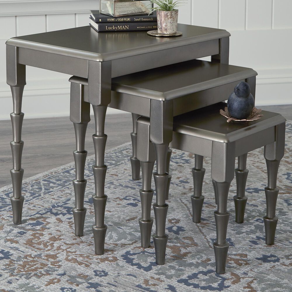 Ashley Larkendale 3-Piece Nesting Table Set in Metallic Gray, , large