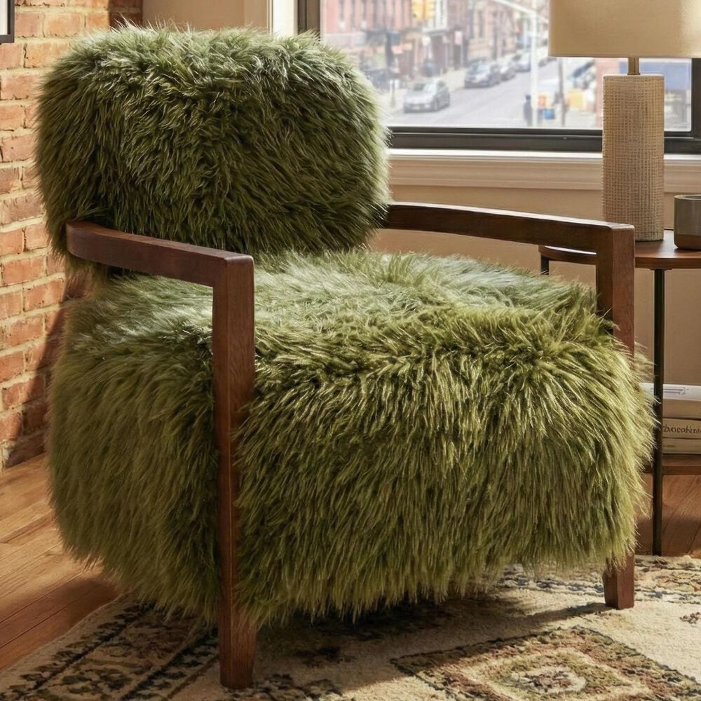 Furniture of America Lumir Long-Haired Accent Chair in Green, , large