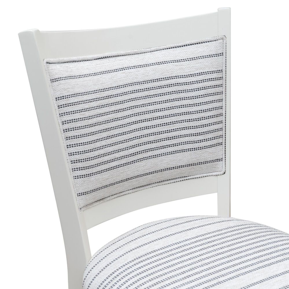 Linon Home Decor Lainey Side Chair with Light Grey Stripe Cushion in White (Set of 2), , large