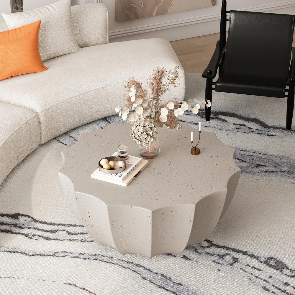 Hearth and Haven Outdoor Waterproof Coffee Table in White, , large