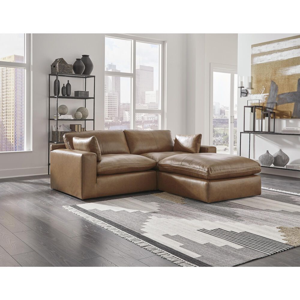 Ashley Emilia Oversized Accent Ottoman in Caramel, , large