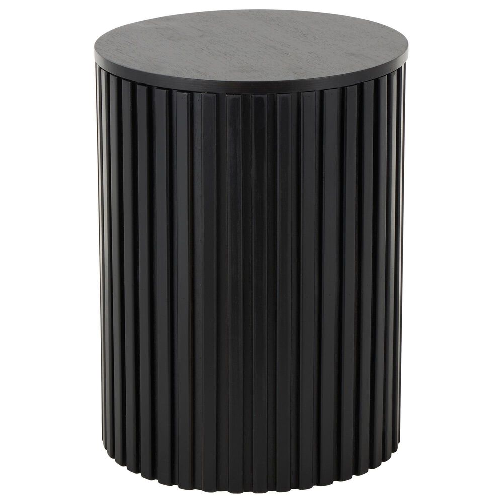 Maple and Jade Ribbed Storage End Table with Slatted Base in Black, , large