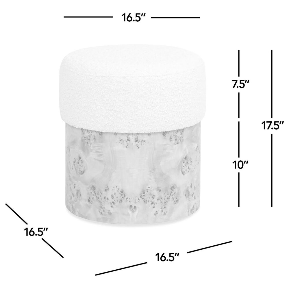 Jennifer Taylor Home Nebula Upholstered Ottoman in Ivory White, , large