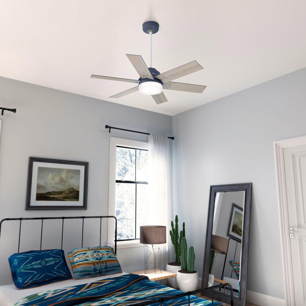 Hunter Pacer 44&quot; Ceiling Fan with LED Lights in Indigo Blue, , large