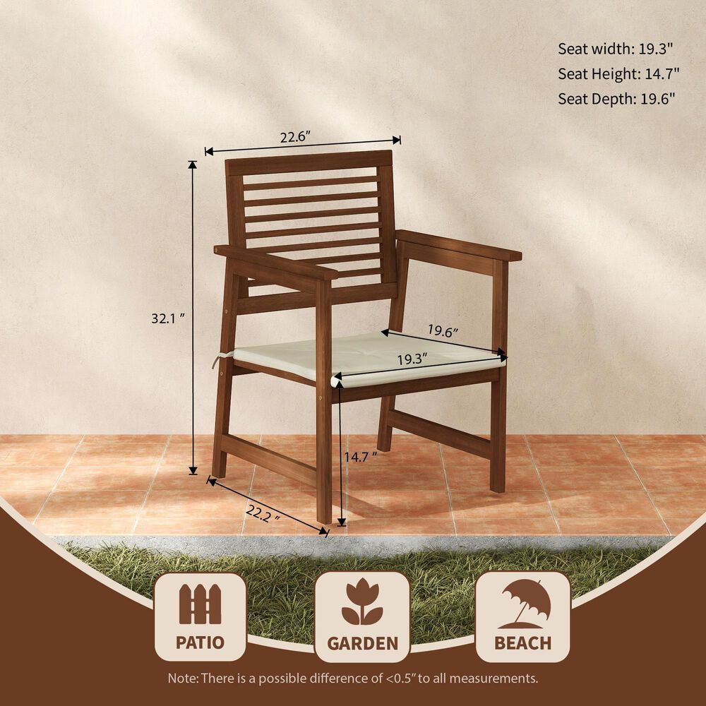 HOMLUX Patio Armchair with Cushion in Natural (Set of 2), , large